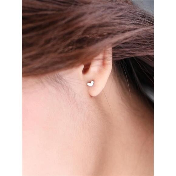 💖 Tiny Silver Heart Stud Earrings | Hypoallergenic Minimalist Studs - Picture 6 of 6